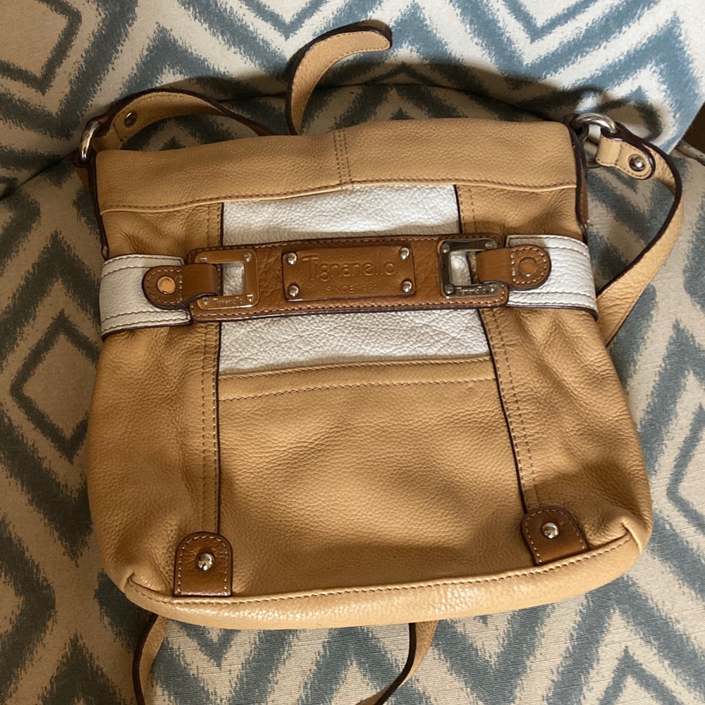 Tignanello Tan and Cream Leather Crossbody Bag- last chance